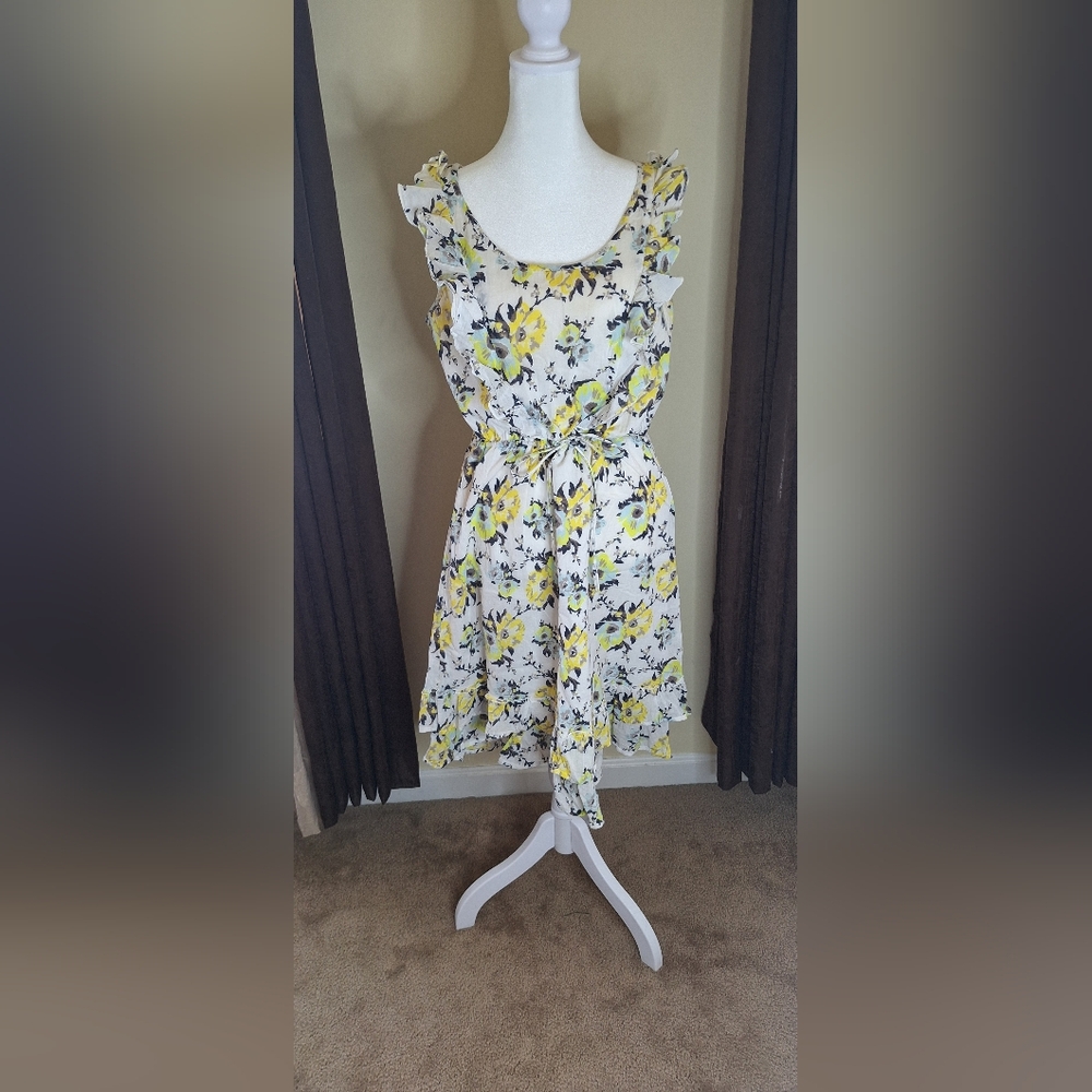 Old Navy Floral Yellow and Black Dress